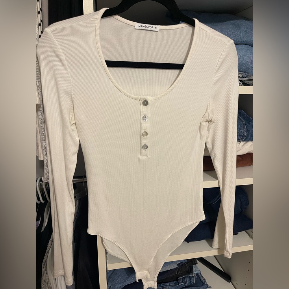 Mango Cream Button-Front Bodysuit - image 1